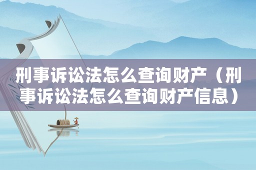 刑事訴訟法怎么查詢財(cái)產(chǎn)（刑事訴訟法怎么查詢財(cái)產(chǎn)信息）