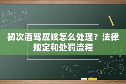 初次酒駕應該怎么處理？法律規定和處罰流程