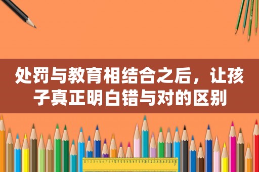 處罰與教育相結合之后，讓孩子真正明白錯與對的區別
