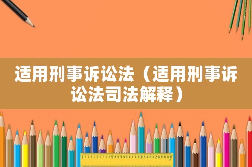 適用刑事訴訟法（適用刑事訴訟法司法解釋）