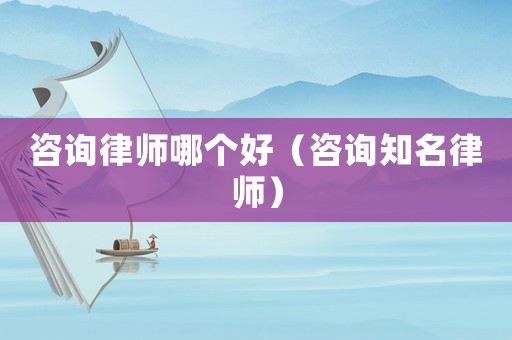 咨詢律師哪個好（咨詢知名律師）