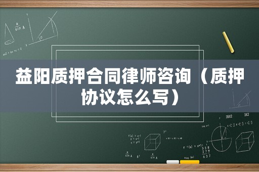 益陽質押合同律師咨詢（質押協議怎么寫）