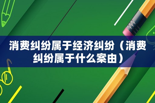 消費糾紛屬于經濟糾紛（消費糾紛屬于什么案由）