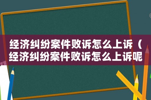 經濟糾紛案件敗訴怎么上訴（經濟糾紛案件敗訴怎么上訴呢）