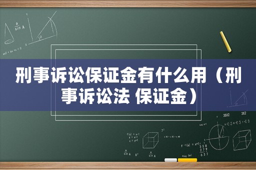 刑事訴訟保證金有什么用（刑事訴訟法 保證金）