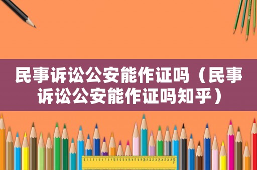民事訴訟公安能作證嗎（民事訴訟公安能作證嗎知乎）