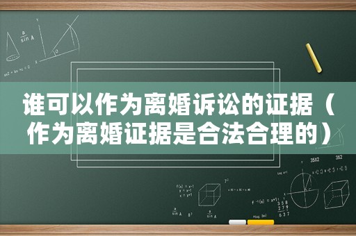 誰可以作為離婚訴訟的證據（作為離婚證據是合法合理的）