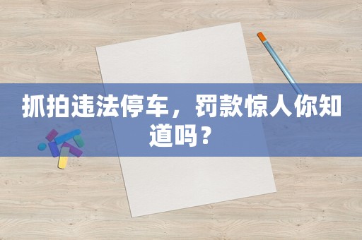 抓拍違法停車，罰款驚人你知道嗎？