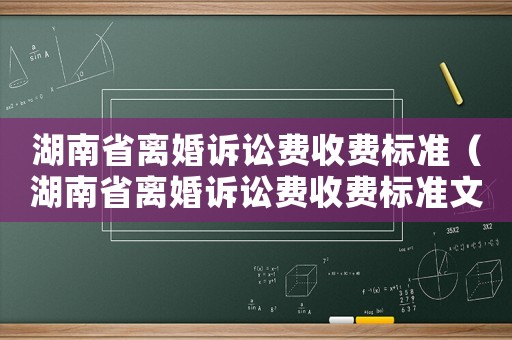 湖南省離婚訴訟費收費標準（湖南省離婚訴訟費收費標準文件）