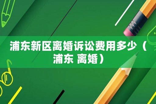 浦東新區(qū)離婚訴訟費用多少（浦東 離婚）