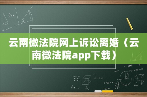 云南微法院網上訴訟離婚（云南微法院app下載）