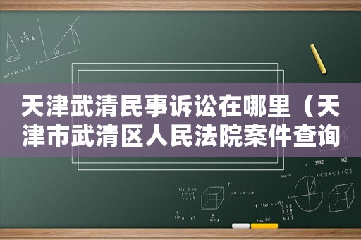 天津武清民事訴訟在哪里（天津市武清區人民法院案件查詢）
