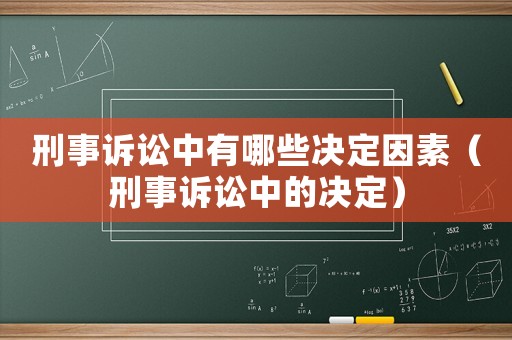 刑事訴訟中有哪些決定因素（刑事訴訟中的決定）