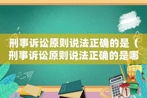刑事訴訟原則說法正確的是（刑事訴訟原則說法正確的是哪一項）