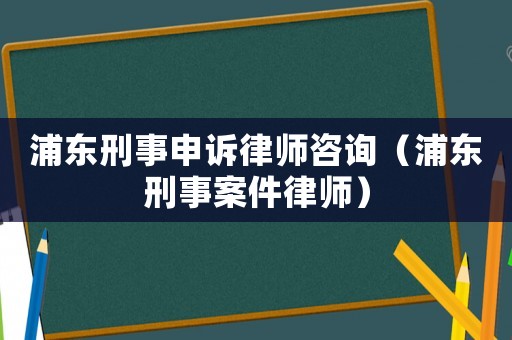 浦東刑事申訴律師咨詢（浦東刑事案件律師）