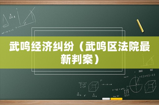 武鳴經濟糾紛（武鳴區法院最新判案）