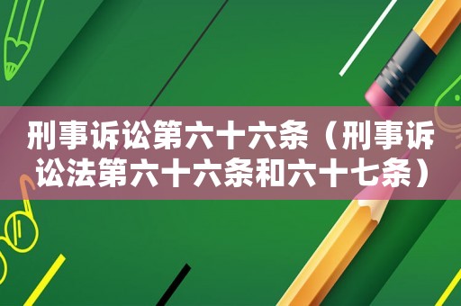 刑事訴訟第六十六條（刑事訴訟法第六十六條和六十七條）