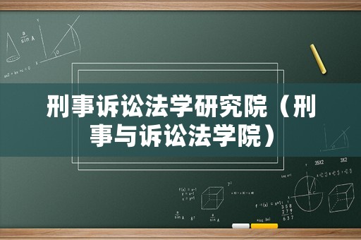 刑事訴訟法學研究院（刑事與訴訟法學院）