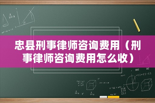 忠縣刑事律師咨詢費用（刑事律師咨詢費用怎么收）