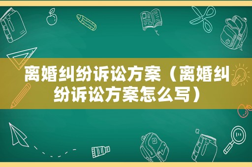 離婚糾紛訴訟方案（離婚糾紛訴訟方案怎么寫）