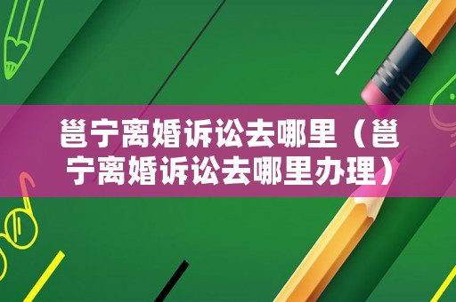 邕寧離婚訴訟去哪里（邕寧離婚訴訟去哪里辦理）