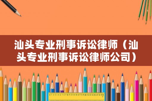 汕頭專業刑事訴訟律師（汕頭專業刑事訴訟律師公司）