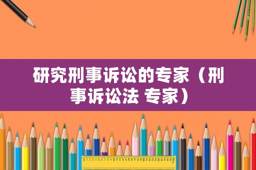 研究刑事訴訟的專家（刑事訴訟法 專家）