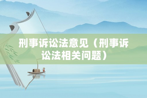 刑事訴訟法意見（刑事訴訟法相關問題）