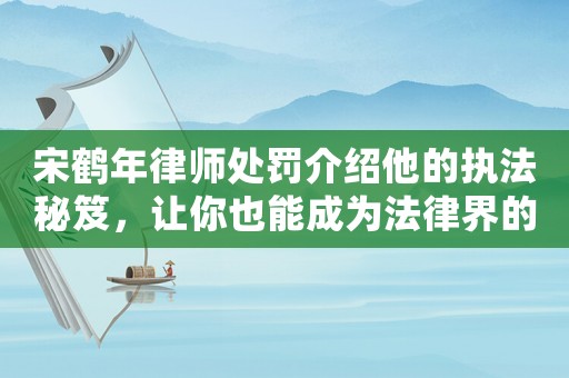 宋鶴年律師處罰介紹他的執法秘笈，讓你也能成為法律界的頂尖人物
