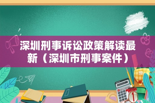 深圳刑事訴訟政策解讀最新（深圳市刑事案件）