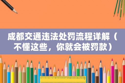 成都交通違法處罰流程詳解（不懂這些，你就會被罰款）