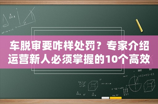 車脫審要咋樣處罰？專家介紹運營新人必須掌握的10個高效方法