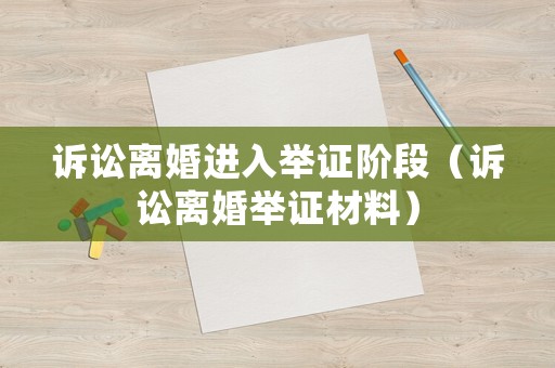 訴訟離婚進入舉證階段（訴訟離婚舉證材料）