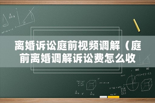 離婚訴訟庭前視頻調解（庭前離婚調解訴訟費怎么收）