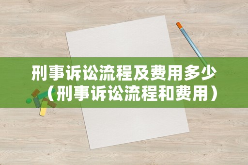 刑事訴訟流程及費用多少（刑事訴訟流程和費用）