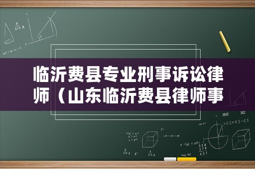 臨沂費縣專業刑事訴訟律師（山東臨沂費縣律師事務所）
