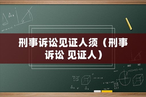 刑事訴訟見證人須（刑事訴訟 見證人）