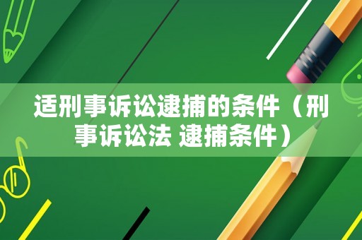 適刑事訴訟逮捕的條件（刑事訴訟法 逮捕條件）
