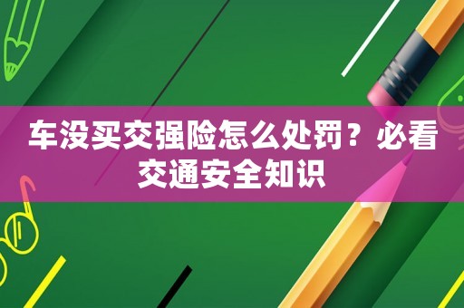 車沒買交強險怎么處罰？必看交通安全知識