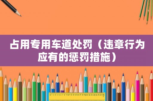 占用專用車道處罰（違章行為應有的懲罰措施）