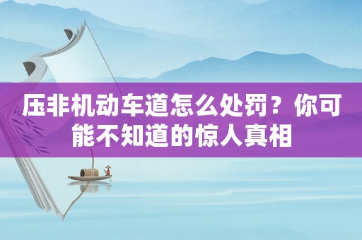 壓非機動車道怎么處罰？你可能不知道的驚人真相