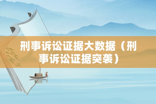 刑事訴訟證據(jù)大數(shù)據(jù)（刑事訴訟證據(jù)突襲）