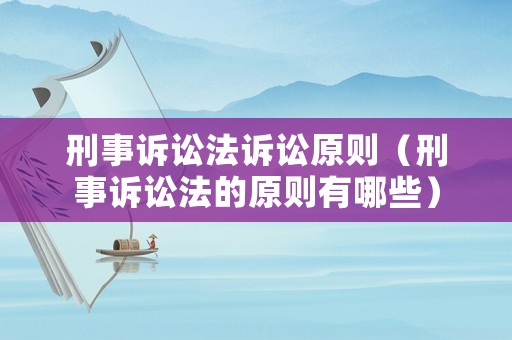 刑事訴訟法訴訟原則（刑事訴訟法的原則有哪些）