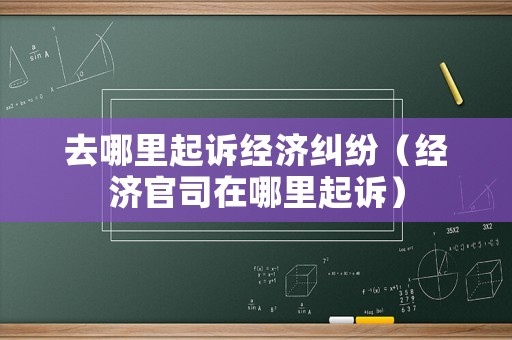 去哪里起訴經濟糾紛（經濟官司在哪里起訴）