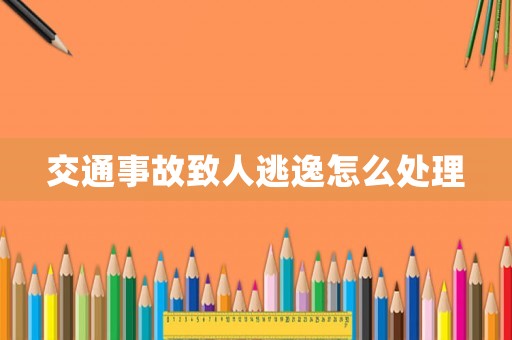 交通事故致人逃逸怎么處理