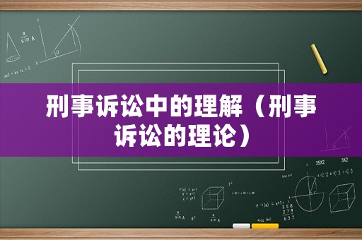 刑事訴訟中的理解（刑事訴訟的理論）