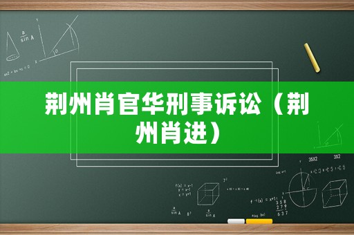 荊州肖官華刑事訴訟（荊州肖進(jìn)）