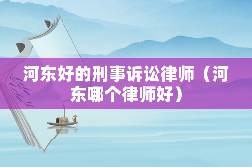 河東好的刑事訴訟律師（河東哪個律師好）