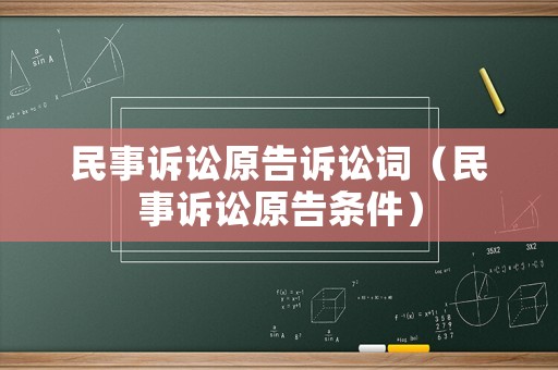 民事訴訟原告訴訟詞（民事訴訟原告條件）