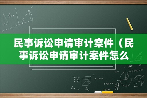 民事訴訟申請審計案件（民事訴訟申請審計案件怎么寫）